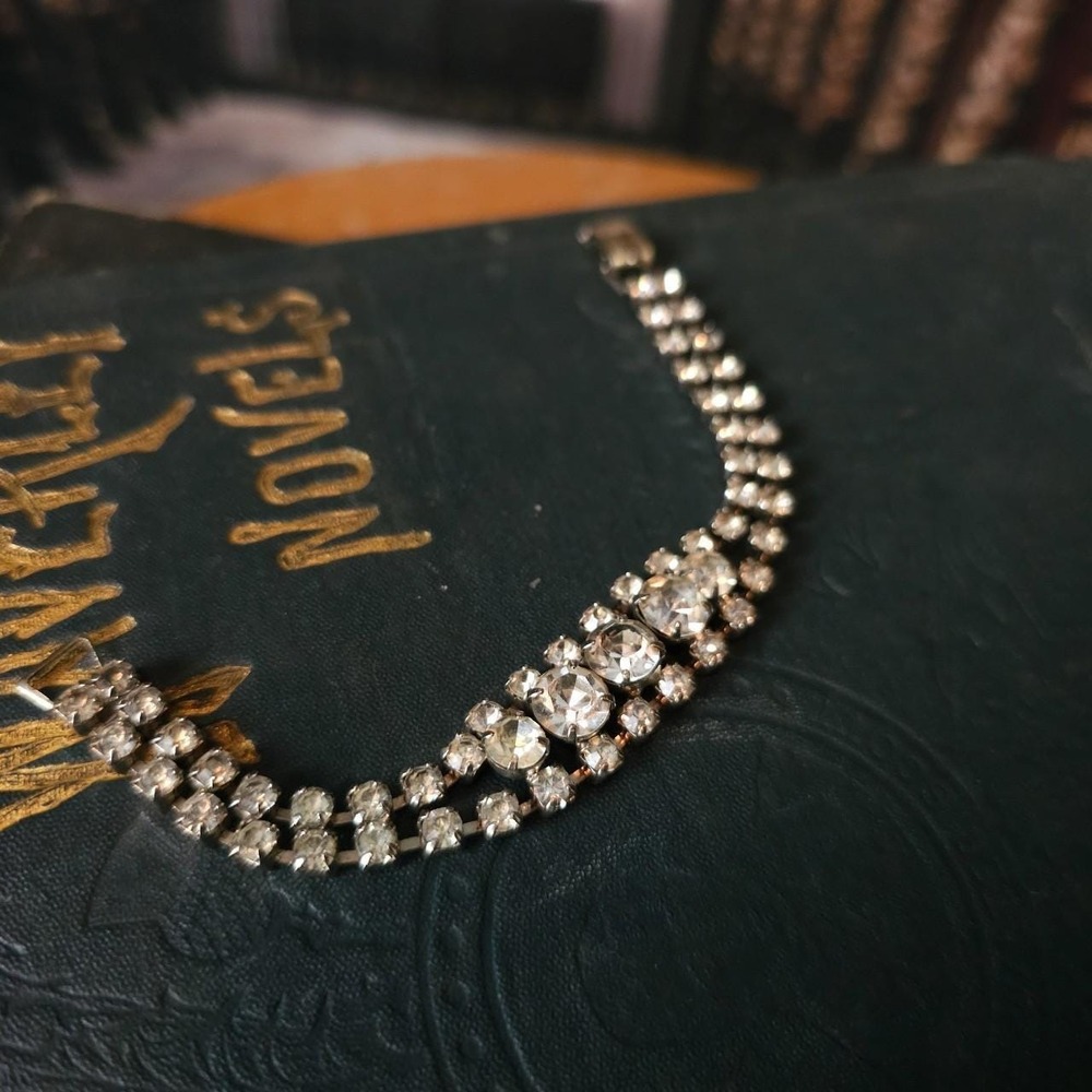 Vintage‎ 1950s Rhinestone Vintage Old Hollywood Rhinestone Bracelet Art Deco